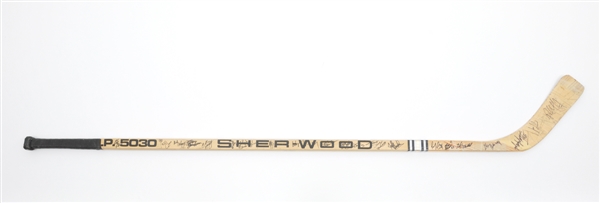 Paul Coffeys Edmonton Oilers Sher-Wood Game-Used Stick - Team-Signed by the 1984 Stanley Cup Champions!