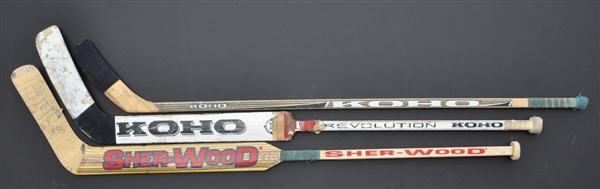Saku Koivu, Jose Theodore and Frederic Chabot Montreal Canadiens Signed Game-Used Sticks