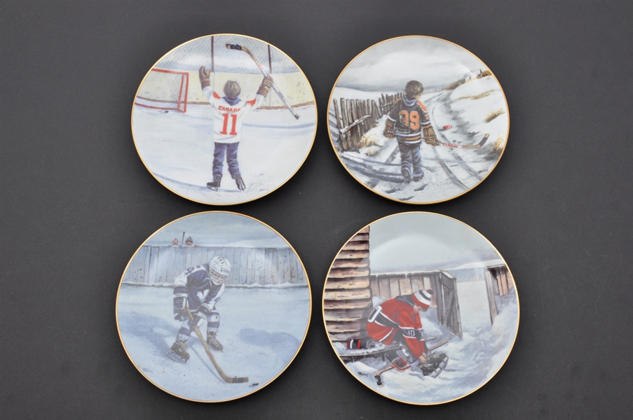 Collection of 4 Limited-Edition Hockey-Themed Porcelain Plates (8”)
