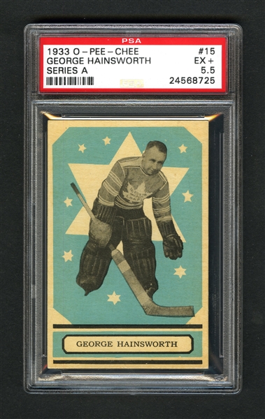 1933-34 O-Pee-Chee V304 Series "A" Hockey Card #15 HOFer George Hainsworth RC - Graded PSA 5.5