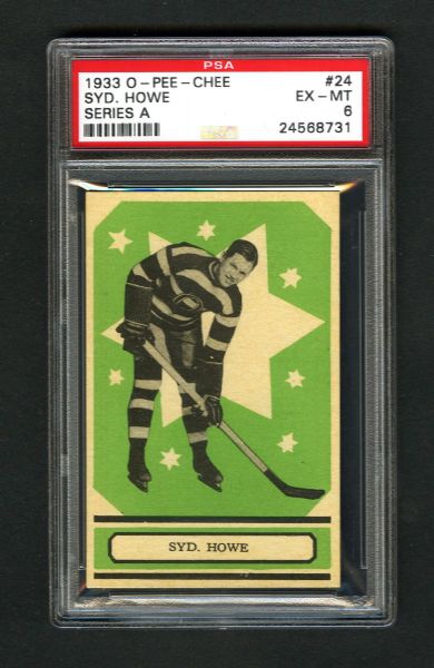 1933-34 O-Pee-Chee V304 Series "A" Hockey Card #24 HOFer Syd Howe RC - Graded PSA 6