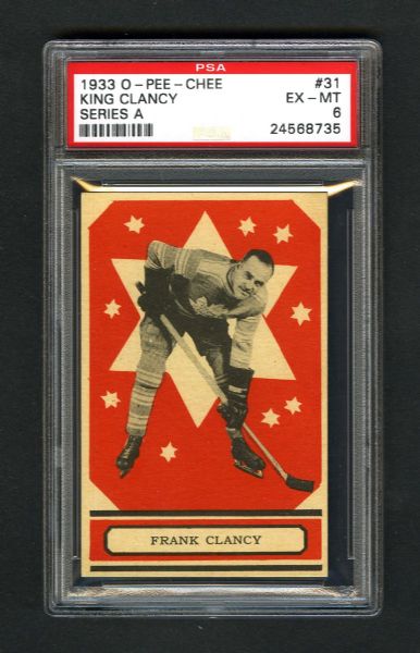 1933-34 O-Pee-Chee V304 Series "A" Hockey Card #31 HOFer King Clancy - Graded PSA 6