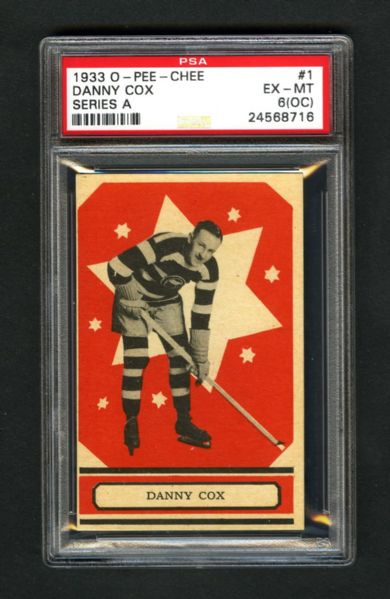 1933-34 O-Pee-Chee V304 Series "A" Hockey Card #1 Danny Cox RC - Graded PSA 6 (OC)