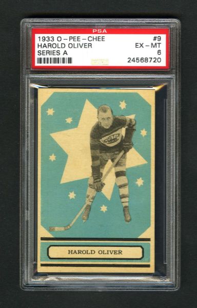 1933-34 O-Pee-Chee V304 Series "A" Hockey Card #9 HOFer Harry Oliver RC - Graded PSA 6