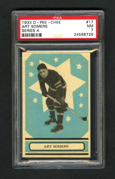 1933-34 O-Pee-Chee V304 Series "A" Hockey Card #17 Art Somers RC - Graded PSA 7