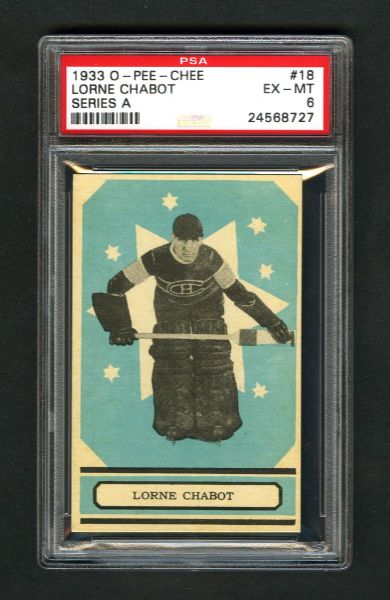 1933-34 O-Pee-Chee V304 Series "A" Hockey Card #18 Lorne Chabot RC - Graded PSA 6