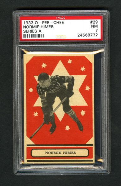 1933-34 O-Pee-Chee V304 Series "A" Hockey Card #29 Normie Himes RC - Graded PSA 7