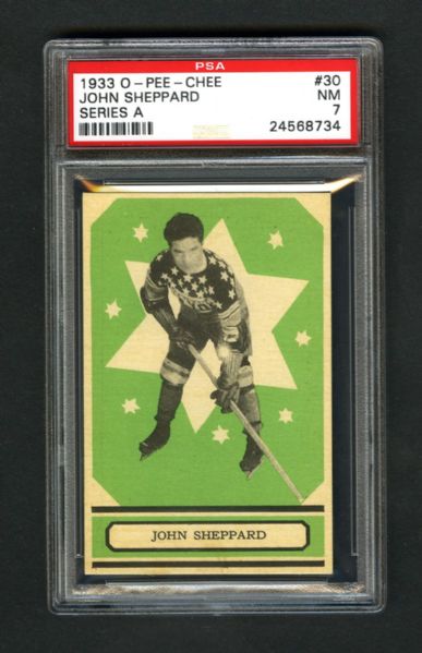 1933-34 O-Pee-Chee V304 Series "A" Hockey Card #30 John Sheppard RC - Graded PSA 7