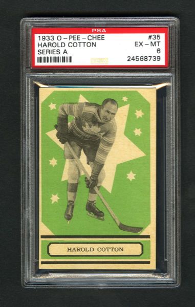1933-34 O-Pee-Chee V304 Series "A" Hockey Card #35 Harold Cotton RC - Graded PSA 6