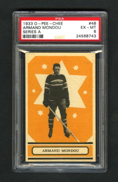 1933-34 O-Pee-Chee V304 Series "A" Hockey Card #48 Armand Mondou RC - Graded PSA 6