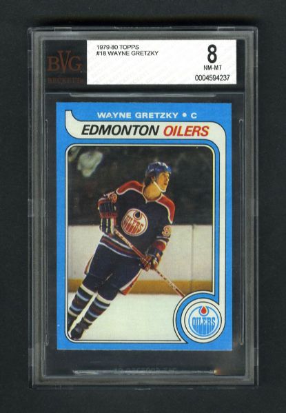 1979-80 Topps #18 HOFer Wayne Gretzky RC - Graded BVG 8