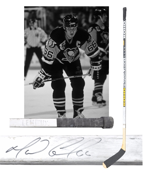 Mario Lemieuxs Early-1990s Pittsburgh Penguins Signed Koho Revolution Game-Used Stick