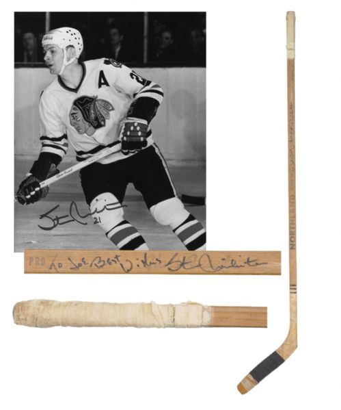 Stan Mikitas Mid-1960s Chicago Black Hawks Signed Northland "Banana Hook" Game-Used Stick
