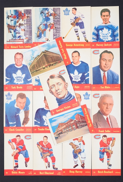 1955-56 Parkhurst High Grade Hockey Card Collection of 60 with Armstrong, Broda, Clancy, Moore, Harvey, Vezina, Forum, MLG and More!
