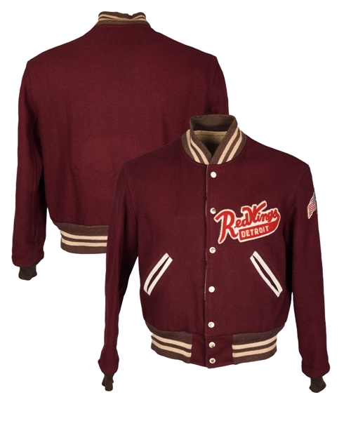 Gorgeous 1950s Detroit Red Wings Team Jacket with Embroidered Team Crest