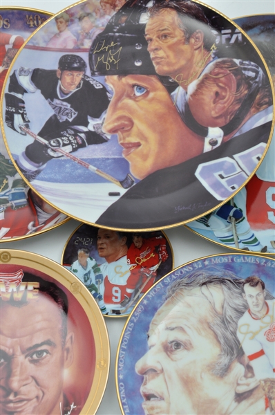 Gordie Howe Limited-Edition Plate Collection of 9 with Most Signed