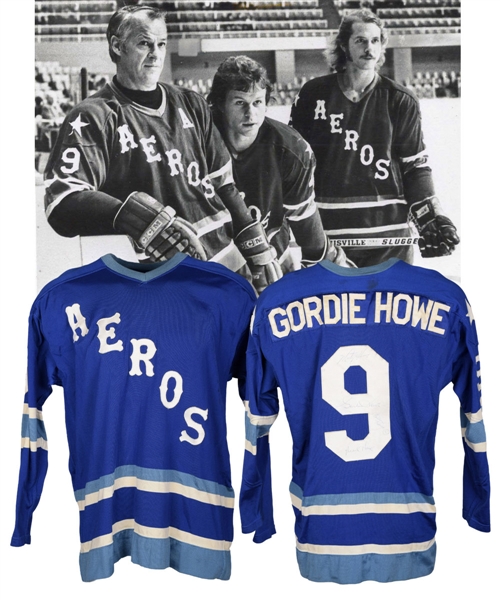 Gordie Howe 1974-75 Houston Aeros Team-Issued Jersey Signed by the Howe Family