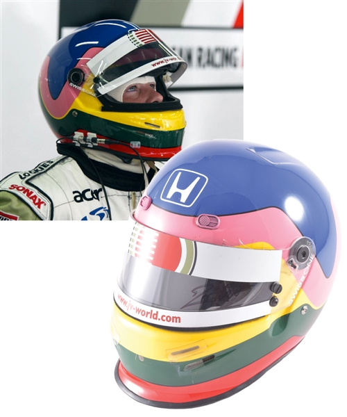 Jacques Villeneuve’s 2002 Lucky Strike BAR Honda F1 Team Bell Race-Worn Helmet with His Signed LOA – Worn in 3 Grand Prix! – Photo-Matched!
