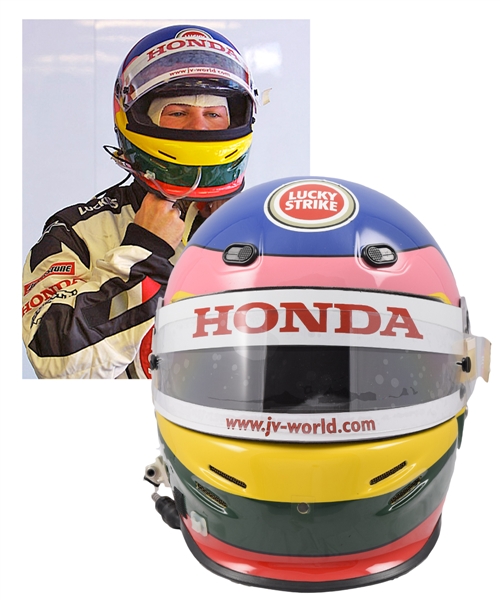 Jacques Villeneuve’s 2003 Lucky Strike BAR Honda F1 Team Bell Race-Worn Helmet – Photo-Matched!