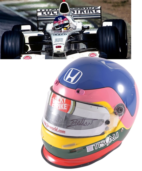 Jacques Villeneuve’s 2001 Lucky Strike BAR Honda F1 Team Bell Race-Worn Helmet with His Signed LOA - Australian Grand Prix!