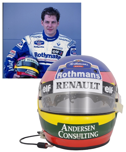 Jacques Villeneuve’s 1996 Rothmans Williams Renault F1 Bell Race-Worn Helmet 
