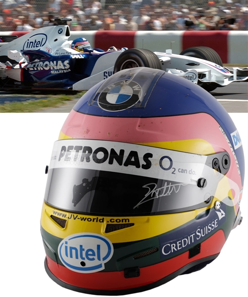 Jacques Villeneuve’s 2006 BMW Sauber F1 Team Bell Race-Worn Helmet with His Signed LOA