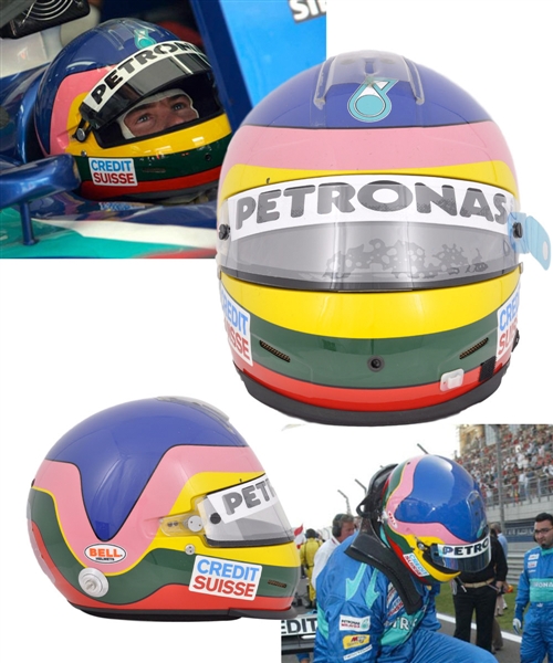 Jacques Villeneuves 2005 Credit Suisse Sauber Petronas F1 Team Bell Race-Worn Helmet - Photo-Matched!