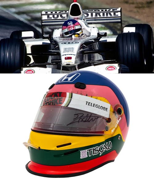 Jacques Villeneuves 2001 Lucky Strike BAR Honda F1 Team Bell Race-Worn Helmet with His Signed LOA – European Grand Prix – German Grand Prix