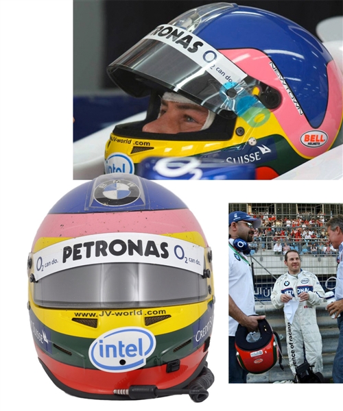 Jacques Villeneuves 2006 BMW Sauber F1 Team Bell Race-Worn Helmet - Worn in 3 Grand Prix! - Photo-Matched!