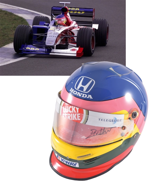 Jacques Villeneuve’s 1999 British American Racing (BAR) F1 Team Bell Race-Worn Helmet (Also Used as a 2000 Test Helmet) with His Signed LOA – Photo-Matched!