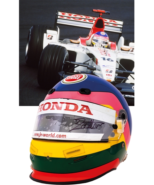 Jacques Villeneuve’s 2003 Lucky Strike BAR Honda F1 Team Bell Race-Worn Helmet with His Signed LOA – Spanish Grand Prix