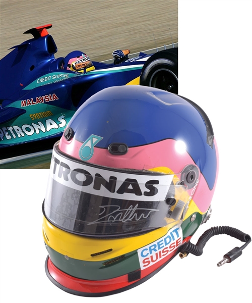Jacques Villeneuve’s 2004/05 Credit Suisse Sauber Petronas F1 Team Bell Test Helmet with His Signed LOA – Photo-Matched!