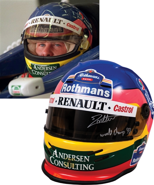 Jacques Villeneuve’s 1997 Rothmans Williams Renault F1 Team Bell Test Helmet with His Signed LOA – From Championship Season!