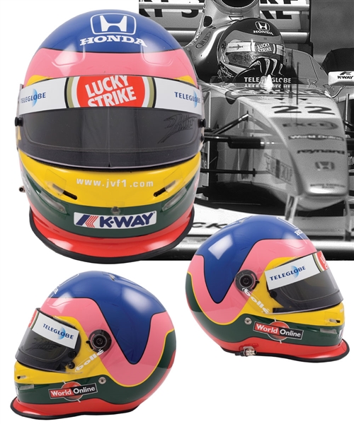 Jacques Villeneuves 2000 Lucky Strike BAR Honda F1 Team Bell Race-Worn Helmet