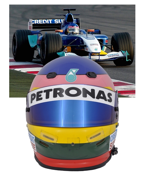 Jacques Villeneuve’s 2004-05 Credit Suisse Sauber Petronas F1 Team Bell Test Helmet – Photo-Matched!