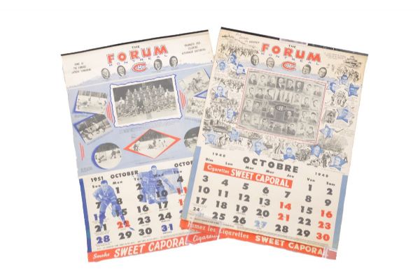 Montreal Canadiens 1948-49 and 1950-51 Sweet Caporal Hockey Calendars