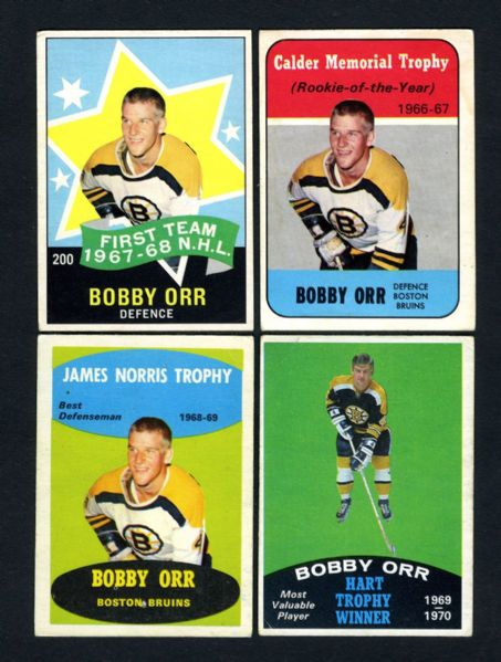 1967-75 O-Pee-Chee HOFer Bobby Orr Hockey Card Collection of 7