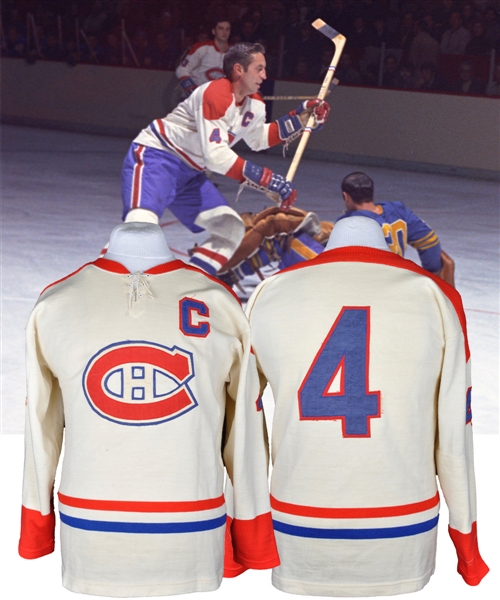 Jean Beliveaus Mid-to-Late-1960s Montreal Canadiens Game Captains Wool Jersey with LOA