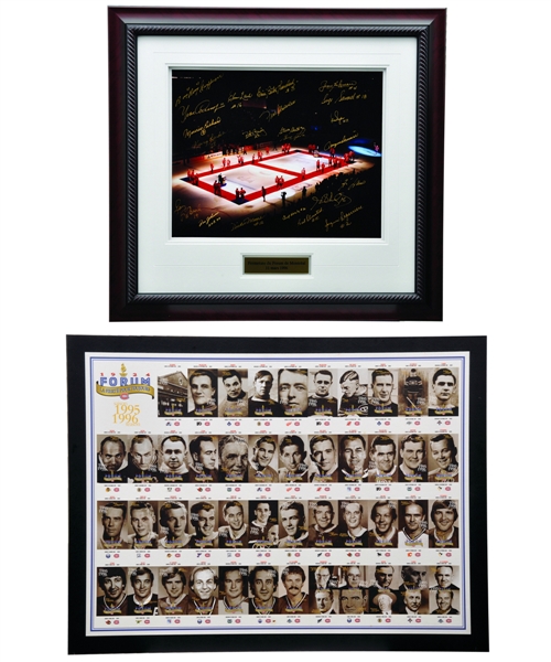 Montreal Forum 1996 Closing Ceremonies Framed Photo Display Plus 1995-96 Montreal Canadiens Ticket Poster from the Forums Last Season