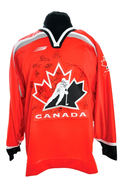 Team Canada 1998 Winter Olympics Team-Signed Jersey by 20 with Gretzky, Brodeur and Yzerman