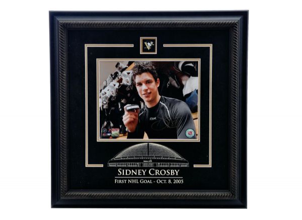 Sidney Crosby Signed Pittsburgh Penguins "First NHL Goal" Framed Montage with COA (19" x 19") 