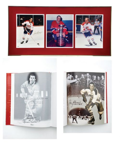 Jean Beliveau, Guy Lafleur and Richard Bros Multi-Signed Montreal Canadiens Item Collection of 3