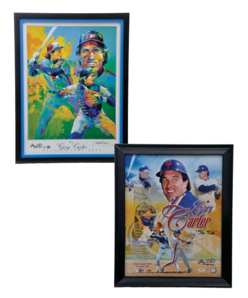 Gary Carter Montreal Expos 2003 HHOF Induction Signed Frame Collection of 2 and Bobbin Head