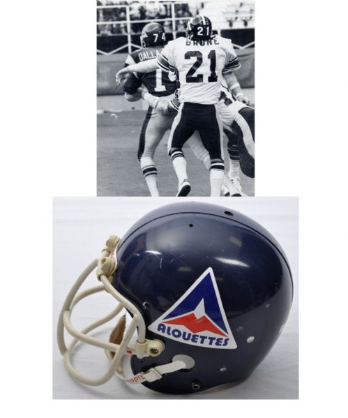 Peter Dalla Rivas Late-1970s Montreal Alouettes Equipment Collection with Als Suspension Helmet - With his Signed LOA