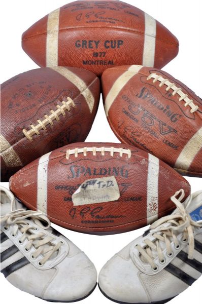 Peter Dalla Rivas Montreal Alouettes Milestone Footballs and 1977 Grey Cup Memorabilia with His Signed LOA