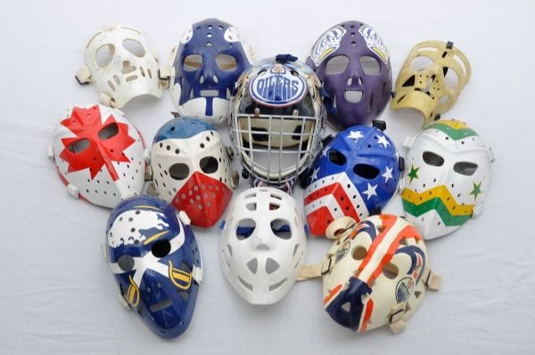 Replica Goalie Mask Collection of 12 and Goalie Mask Poster