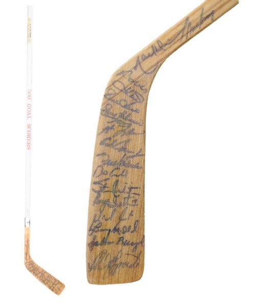 500-Goal Scorers Stick Autographed by 16, Featuring Richard, Beliveau and Howe