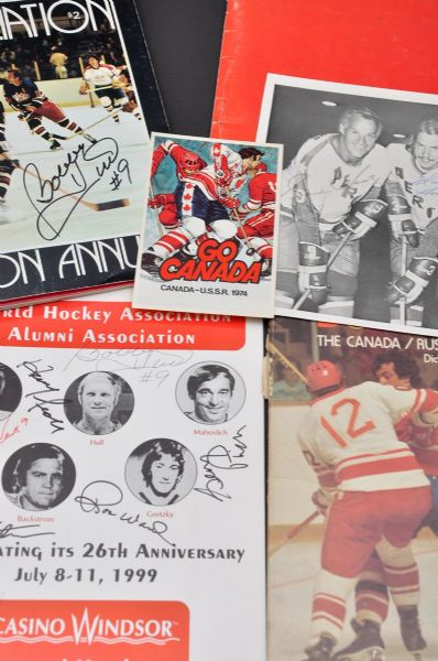 WHA / International Hockey Autograph Collection of 5 Multi-Signed Pieces