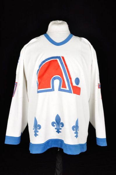 Curtis Leschyshyns Mid-1990s Quebec Nordiques Game-Worn Jersey - Nice Game Wear!