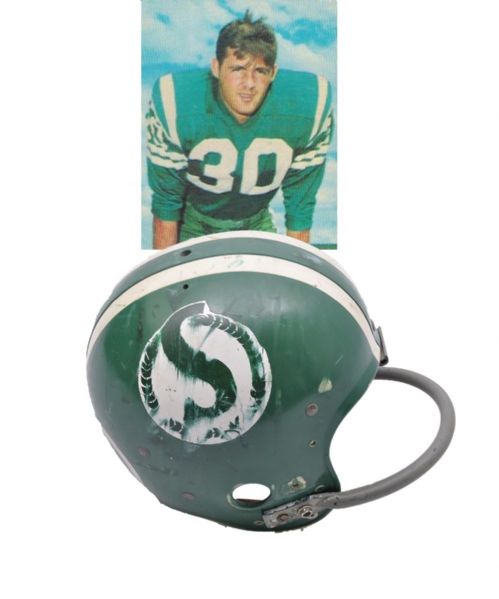 Bruce Bennetts Late-1960s Saskatchewan Roughriders Game-Worn Riddell Suspension Helmet